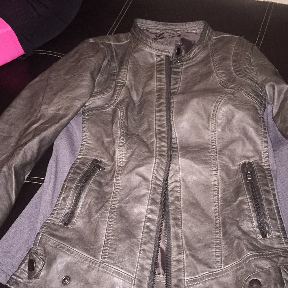 Grey leather jacket